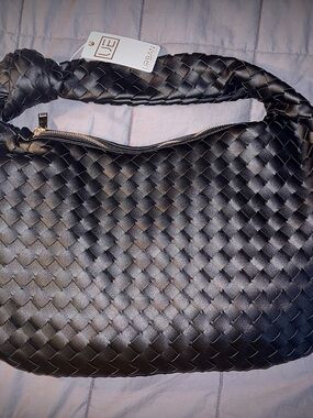 Urban Expressions Black Woven Messenger Bag with Braided Handle